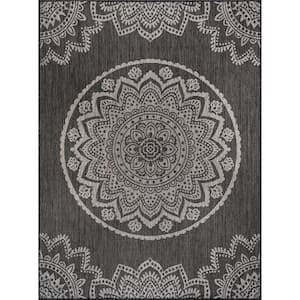 Dark Grey 5 ft. x 7 ft. Waikiki Insignia Modern Indoor Outdoor Area Rug