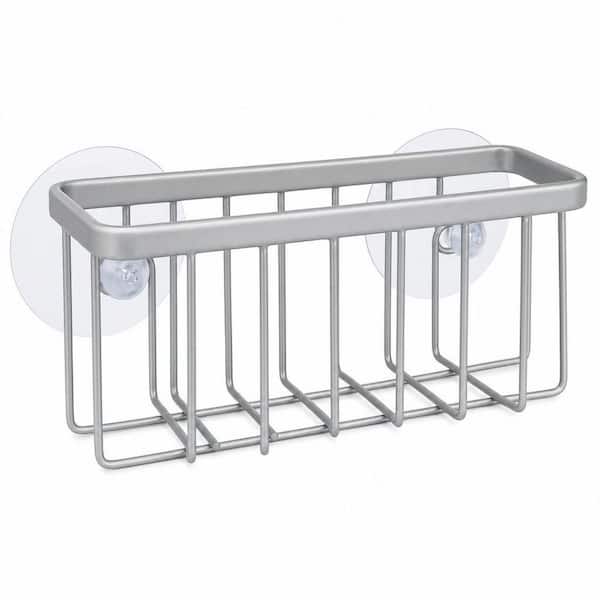 Stainless Steel Suction Kitchen Sink Sponge Holder in Silver, Sink Organizer, Easy to Install, Sturdy and Stable