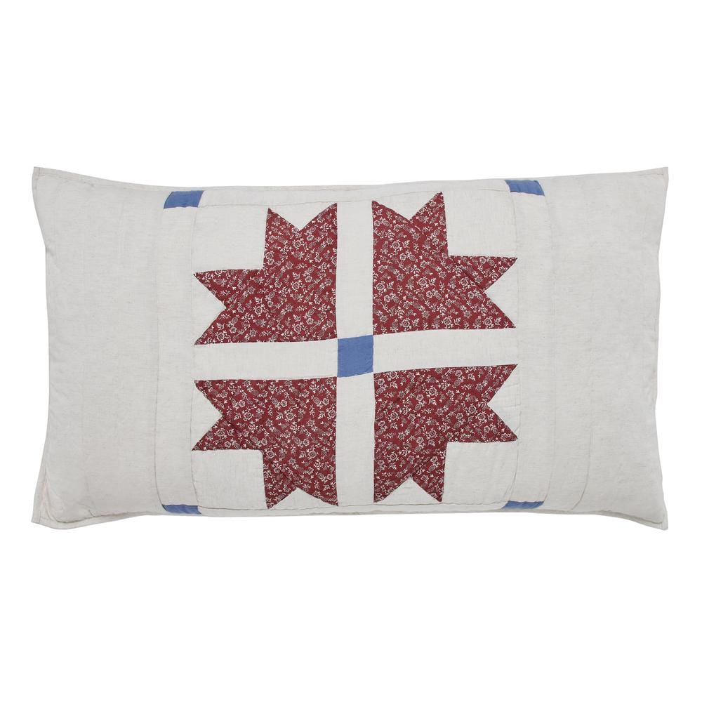 King Size Red Blue Creme Cotton Quilted Sham