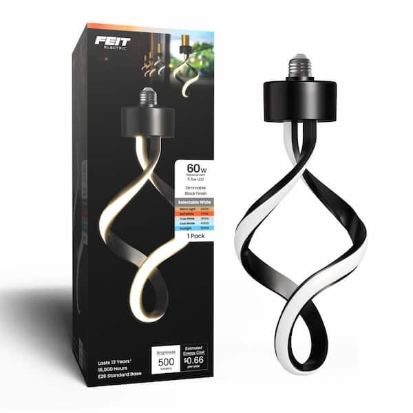 60-Watt Equivalent Dim Oversized Spiral Specialty Code E26 LED Light Bulb Matte Black Finish Frosted Selectable 1-Pack