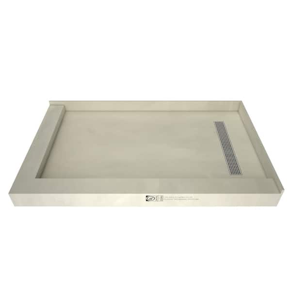 Tile Redi Redi Trench 36 in. x 60 in. Double Threshold Shower Base with Right Drain and Polished Chrome Trench Grate