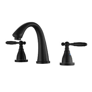 8 in. Widespread Double Handle Bathroom Faucet 3 Hole Sink Laundry Faucets in Matte Black
