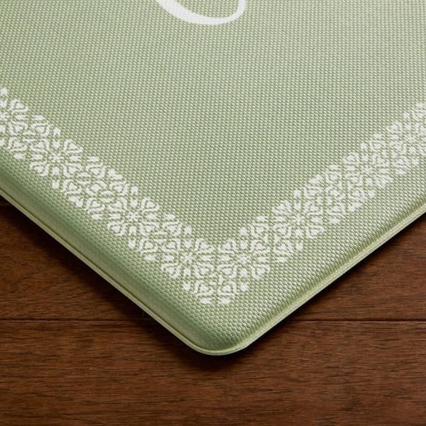 Bloomfield Grateful Border 18 in. x 30 in. Green Indoor Comfort Kitchen Mat