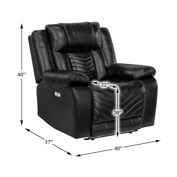 Lazzara Durant Black Faux Leather Power Recliner with LED and Lazzara Durant Black Faux Leather Power Recliner with LED and