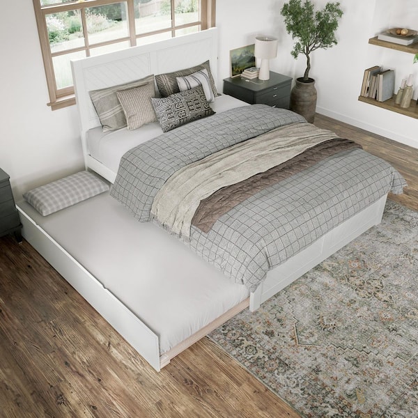 AFI Canyon White Solid Wood Queen Platform Bed Frame with Matching