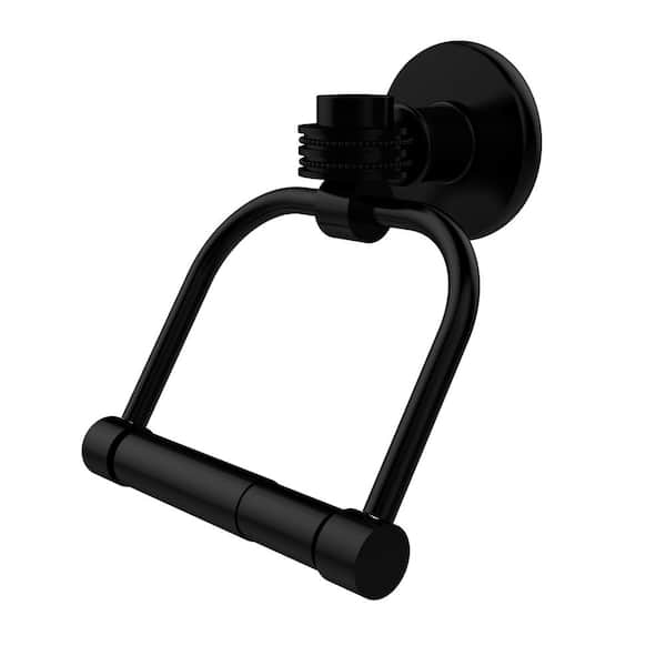 Allied Brass Continental Collection Single Post Toilet Paper Holder with Dotted Accents in Matte Black