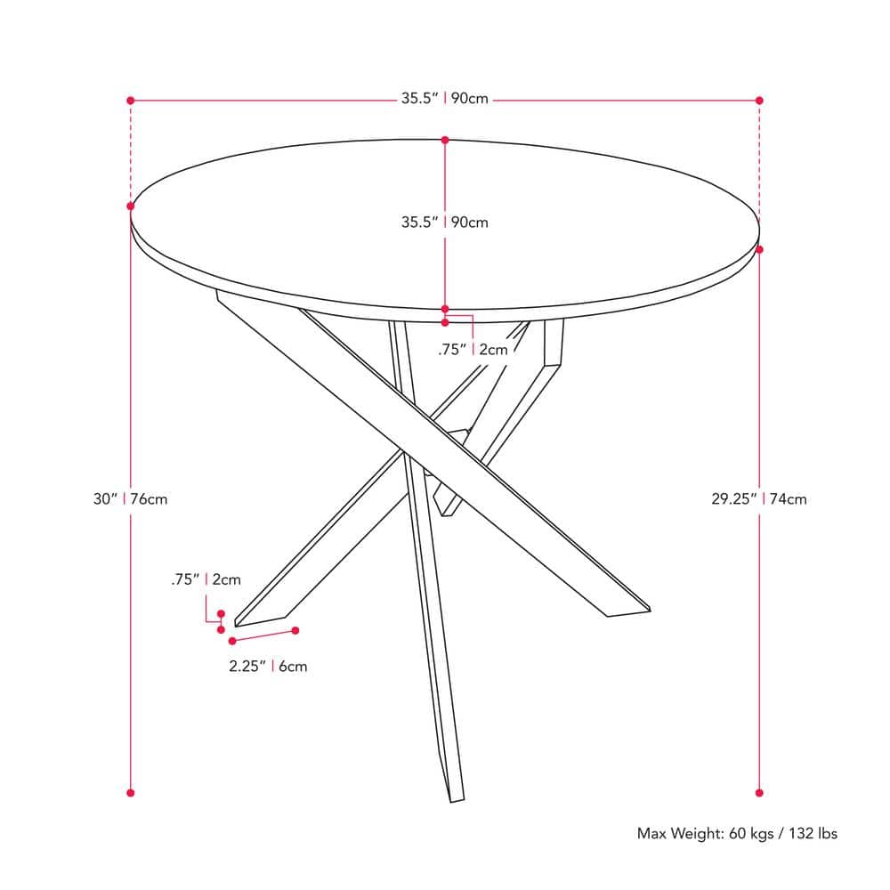 40" Round Marble Top Dining Table with Iron Trestle Base