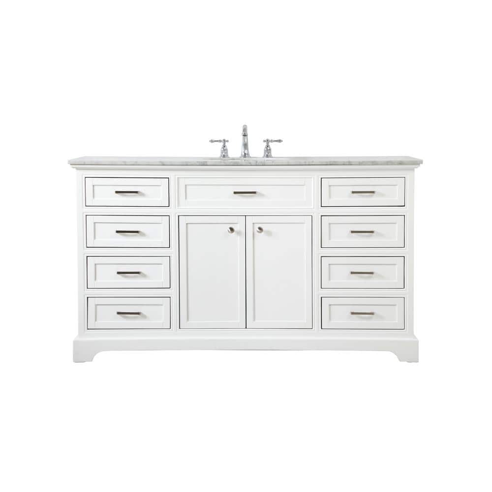 Simply Living 60 in. W x 21.5 in. D x 35 in. H Bath Vanity in White with Ca