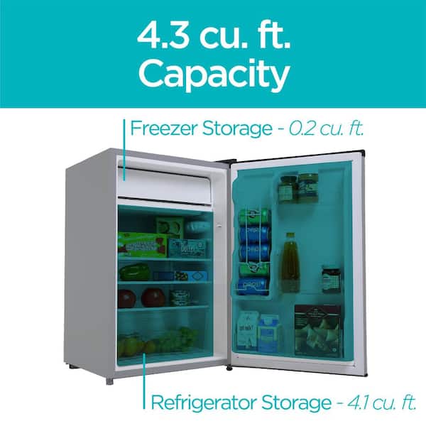 BLACK+DECKER BCRK43V Compact Refrigerator Energy Star Single Door Mini  Fridge with Freezer, 4.3 cu. ft., Silver 