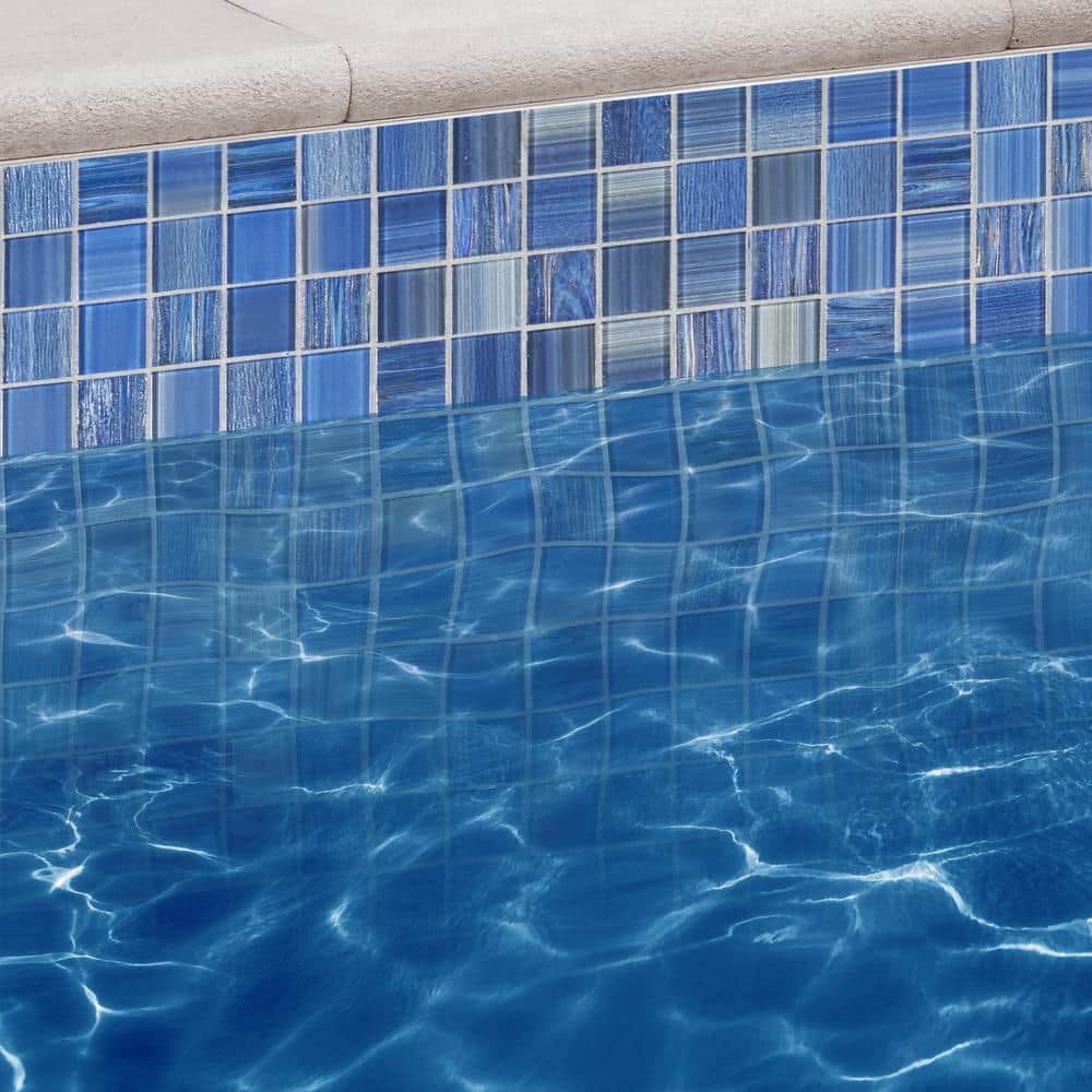 Toluca 12'' x 12'' Polished Blue Glass Mosaic Tile