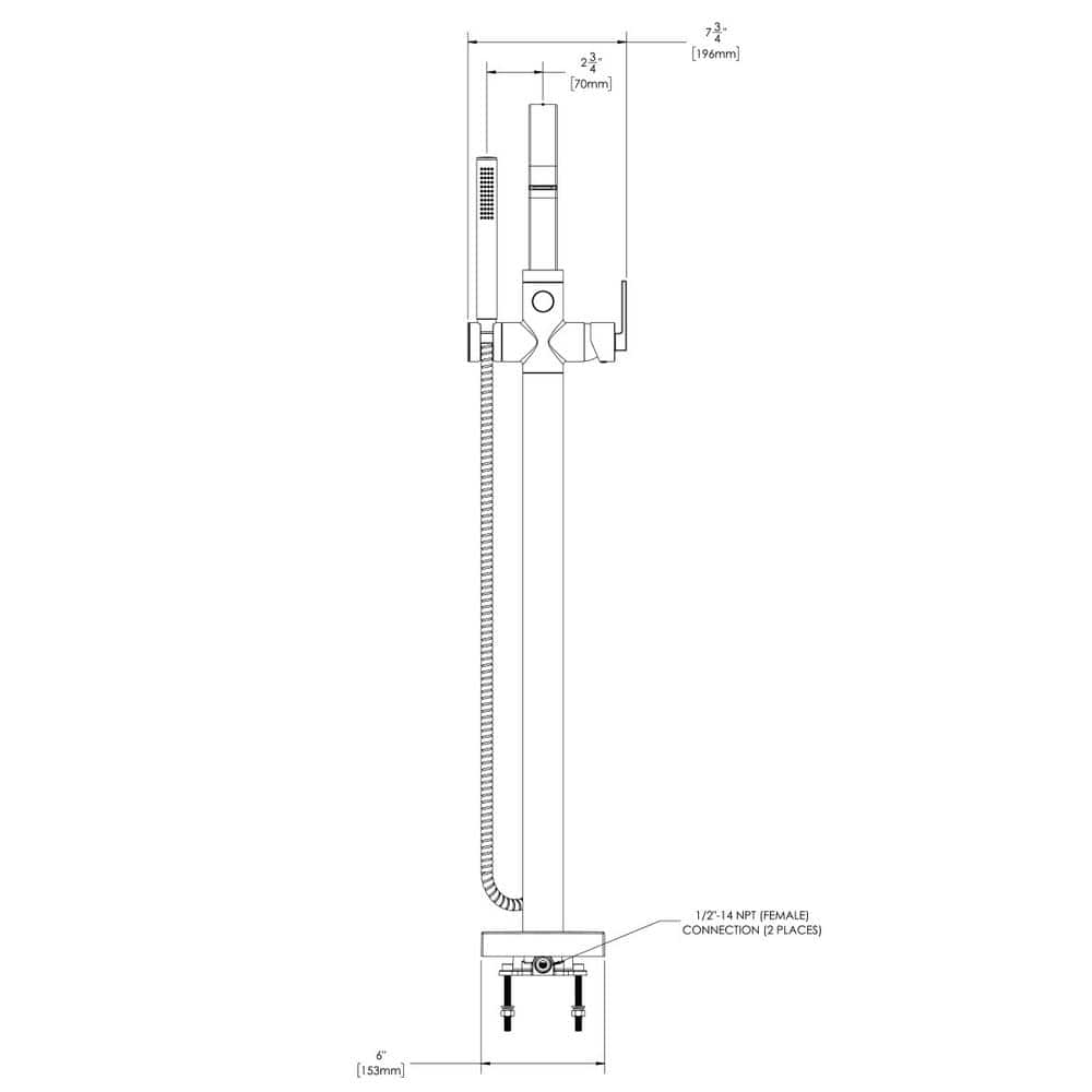 Polished Chrome Freestanding Tub Faucet with Handshower