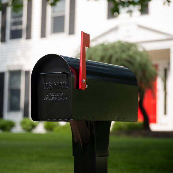Architectural Mailboxes Ironside Large Capacity Post Mount - Heavy Duty Galvanized Steel Black Mailbox