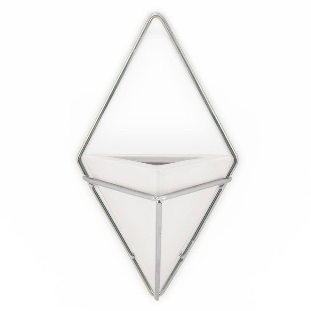 Diamond 4 in. x 8 in. White Matte Ceramic Wall Planter
