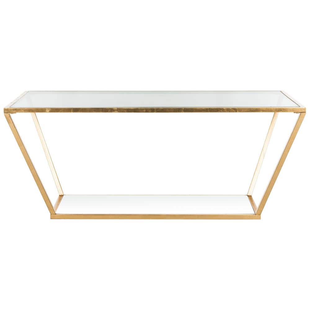 Allene Gold and Clear Glass Rectangular Coffee Table