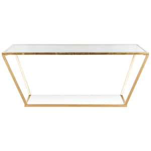 Allene 48 in. Gold/Glass Coffee Table