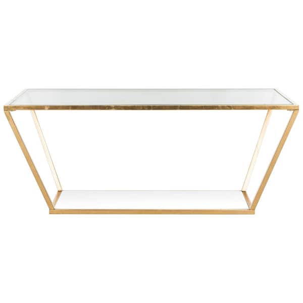 SAFAVIEH Allene 48 in. Gold/Glass Coffee Table
