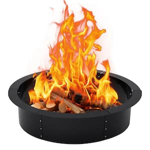 39 in. Round Carbon Steel Fire Pit Ring Liner for Wood Burning Insert Firepit