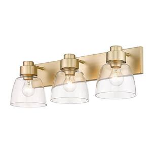 Remy 24.75 in. 3-Light Brushed Champagne Bronze Vanity Light with Clear Glass Shades
