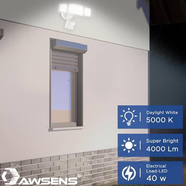 AWSENS 40-Watt 180° White Motion Activated Outdoor Integrated LED
