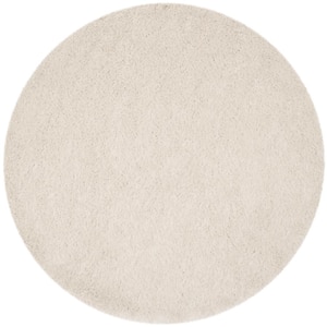 Venice Shag Pearl 4 ft. x 4 ft. Round Solid Area Rug