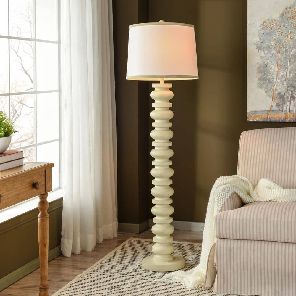 Abbott 61.75 in. Ivory Contemporary 1-Light Standard Floor Lamp for Living Room with Linen Drum Shade price history on PriceWatchPro