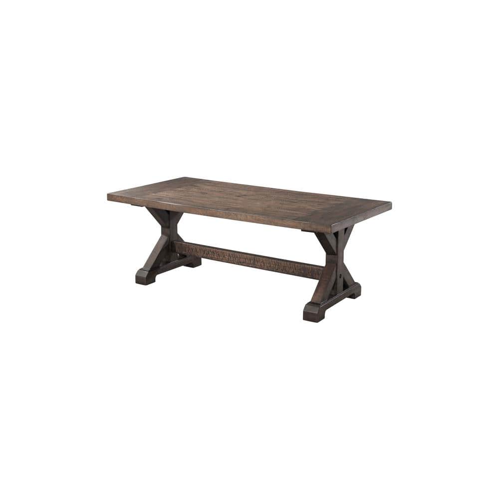 Rustic Trestle Base Rectangular Coffee Table in Walnut