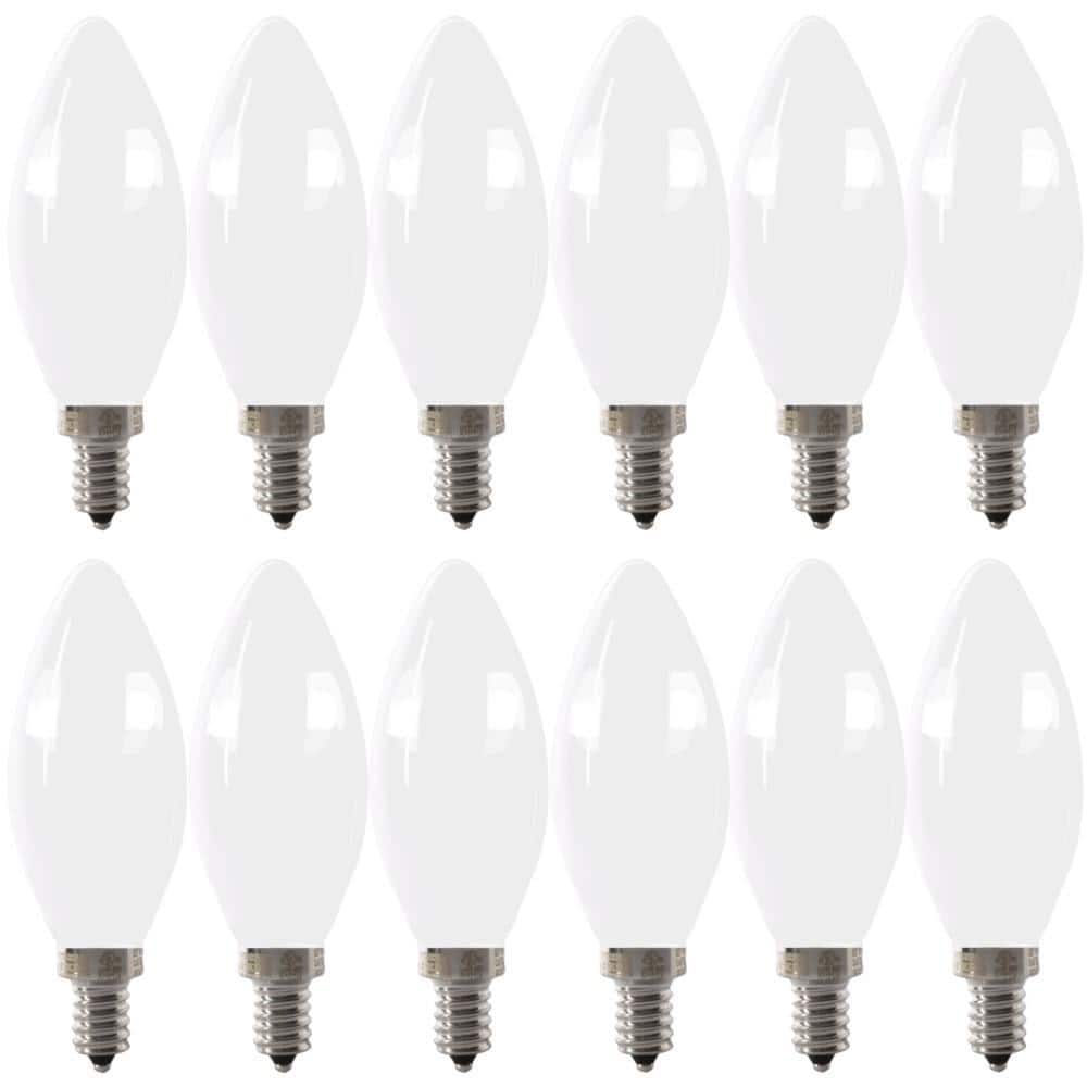 60W Equivalent B10 E12 Candelabra Dimmable Filament CEC Frosted Glass Chandelier LED Light Bulb Daylight 5000K (12-Pack) price history on PriceWatchPro