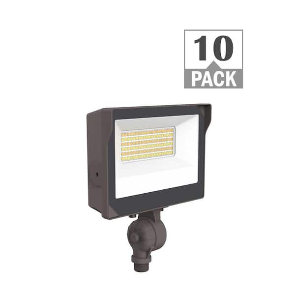 100-Watt Equivalent 1900-4900 Lumens Bronze Integrated LED Flood Light Adjustable and CCT with Photocell (10-Pack)