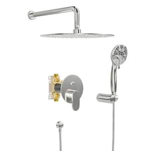 5-Spray Patterns with 1.8 GPM 10 in. Wall Mount Dual Shower Heads with Spray Shower Slide Bar in Brushed Nickel