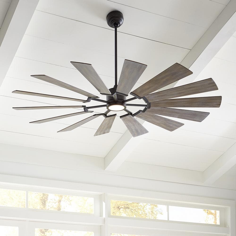 Prairie Grand 72" Aged Pewter LED Ceiling Fan with Remote