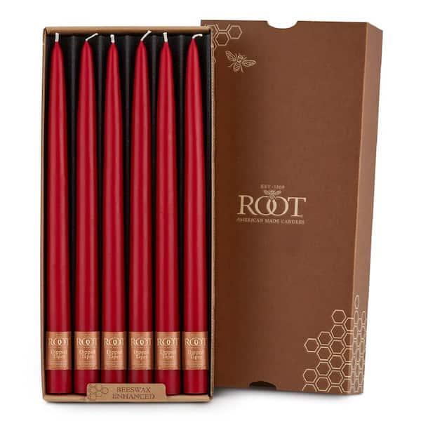 ROOT CANDLES 12 in. Dipped Taper Red Dinner Candle (Box of 12)