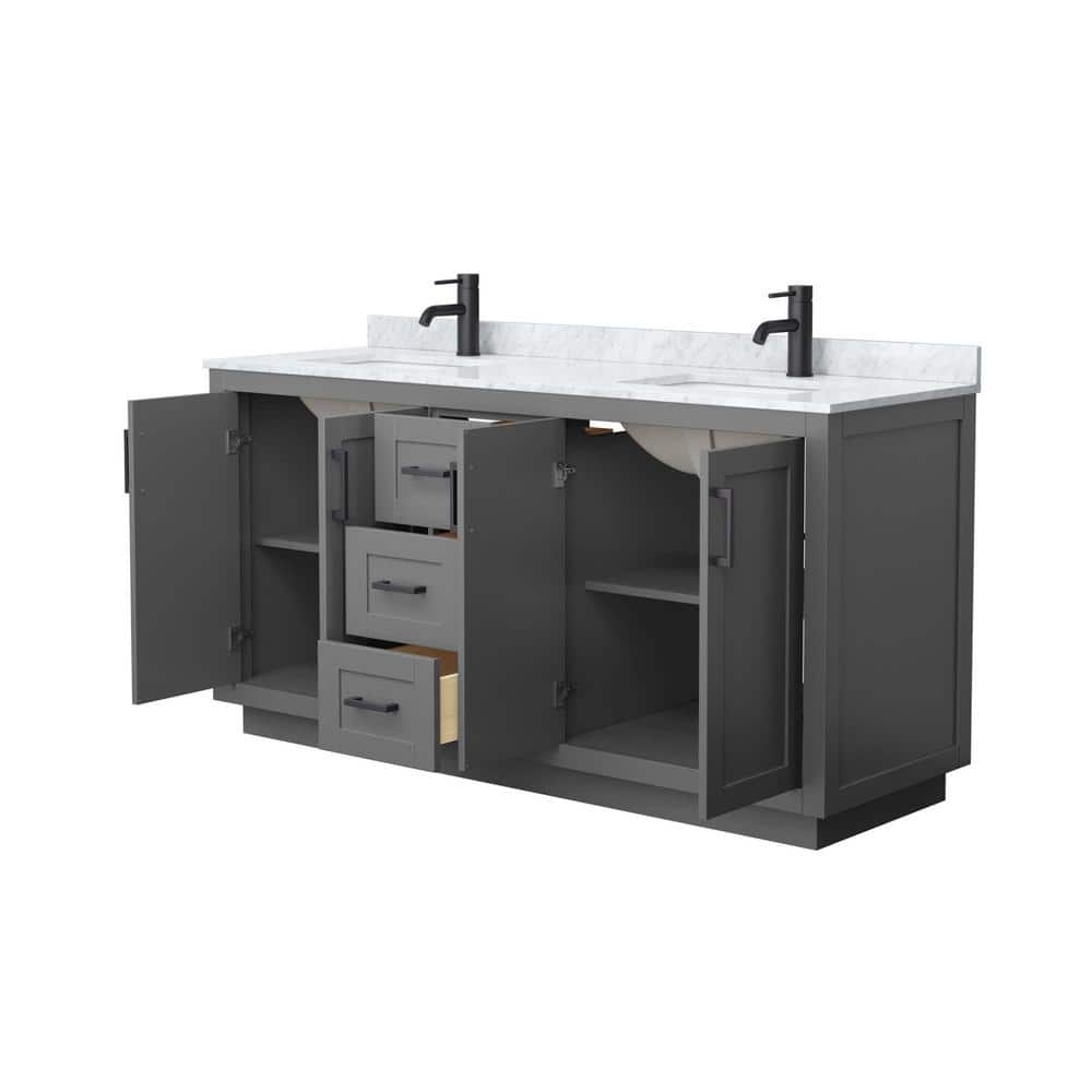 Miranda 66'' Dark Gray Double Bathroom Vanity with Marble Top