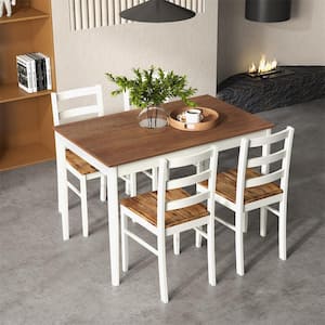 5-Piece Rectangle Wood Top Bar Table Set Dining Room Set