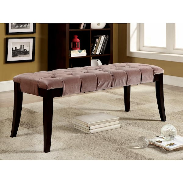 Toluca Brown Bench with Tufted Cushion (19 in. H X 47.5 in. W X 18 in. D)