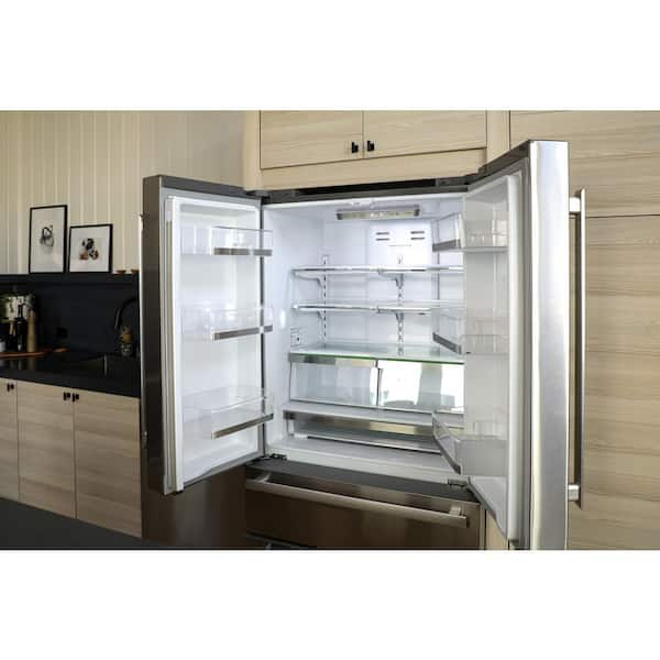 36 in. 22.5 Cu Ft Counter-Depth French Door Refrigerator in Stainless Steel