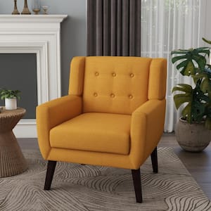 Orange Linen Upholstery Arm Chair (Set of 1)
