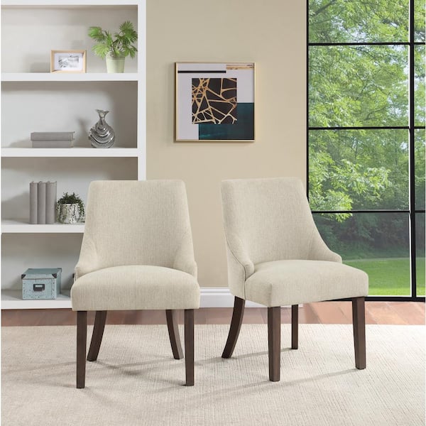 Leona Linen Fabric Dining Chair with Grey Brushed Legs, (2-Pack)