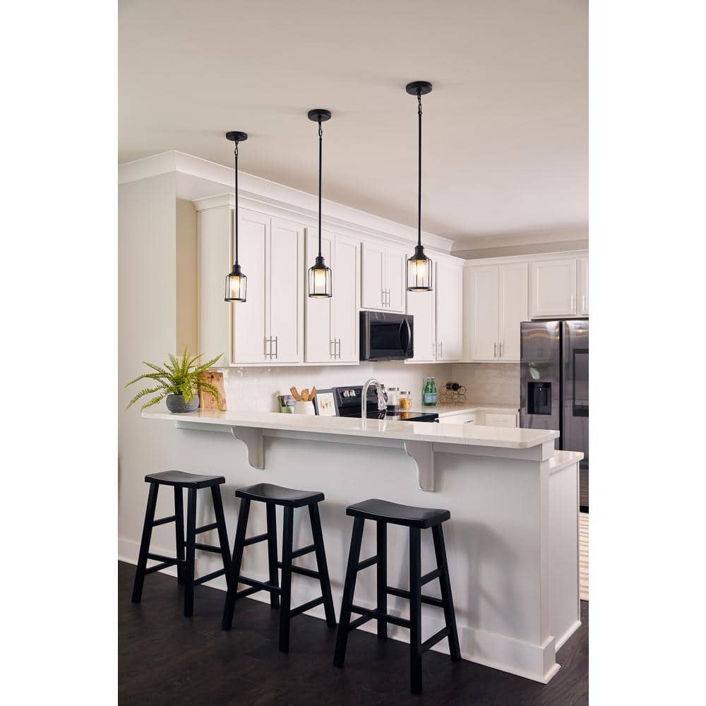 Ludlow Matte Black 5" Mini Industrial Pendant with Caged Glass
