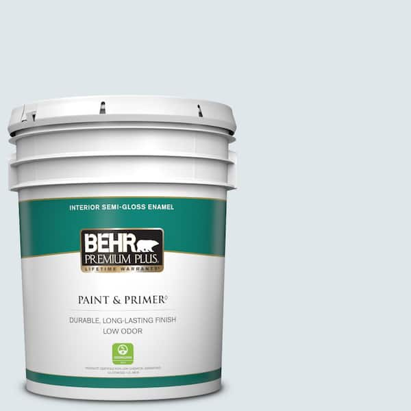 BEHR PREMIUM PLUS 5 gal. #570E-1 Glass Bead Semi-Gloss Enamel Low Odor Interior Paint & Primer