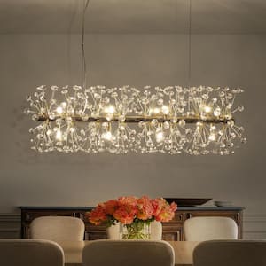 Calzada 12-Light Gold Crystal Dandelion Chandelier for Dining Room