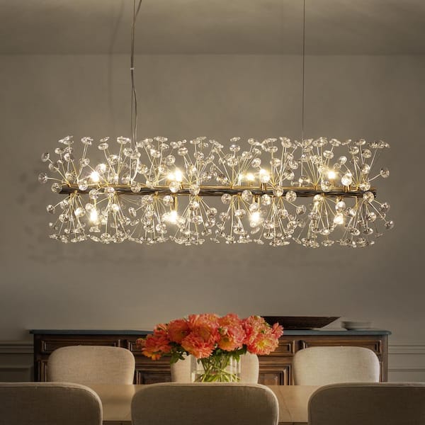 EDISLIVE Calzada 12-Light Gold Crystal Dandelion Chandelier for Dining Room