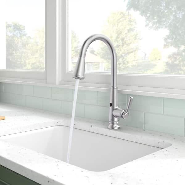 Palestra Touchless Single Handle Pull Down Sprayer Kitchen Faucet with Dual Spray in Stainless Steel