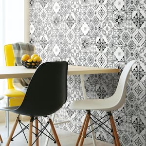 Black Mediterranean Tile Peel and Stick Wallpaper (Covers 28.18 sq. ft.)