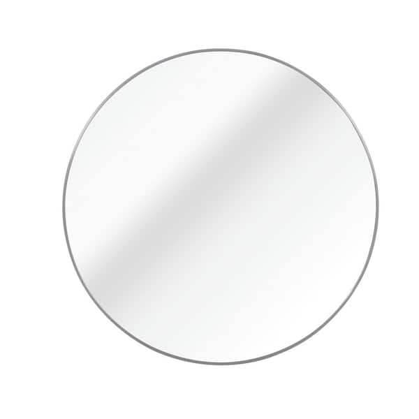 Unbranded 42 in. W x 42 in. H Large Round Metal Framed Wall Bathroom Vanity Mirror in Silver