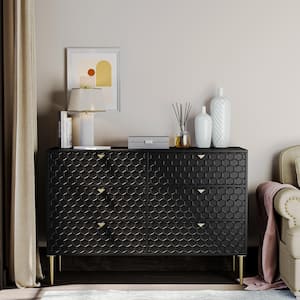 Black Modern Indoor Accent Storage Cabinet with 6 Drawers