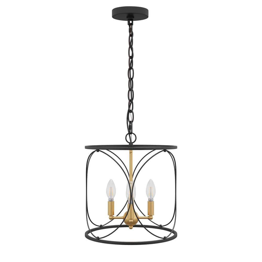 13.77 in. 4-Light Modern Black Cage Chandeliers Farmhouse Vintage Foyer Cei