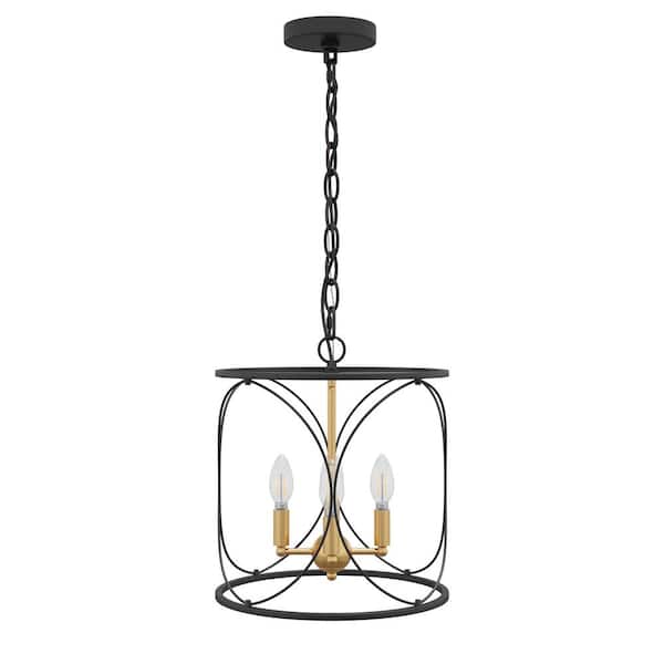 aiwen 13.77 in. 4-Light Modern Black Cage Chandeliers Farmhouse Vintage Foyer Ceiling Hanging Light