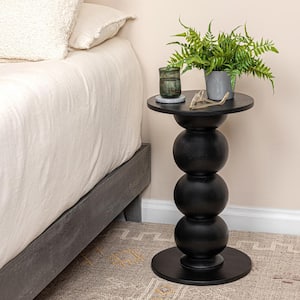 13.78 in. Satin-Gloss Finish Round Mango Wood End Table