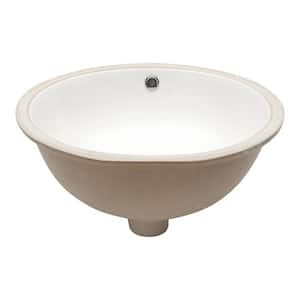 8 in. Ceramic Oval Undermount Bathroom Sink in White with Overflow
