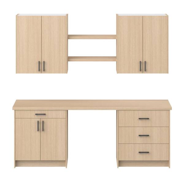 Timberline 90 in. W x 89.5 in. H x 24 in. D Mojavi Oak Office Base Cabinet Bundle